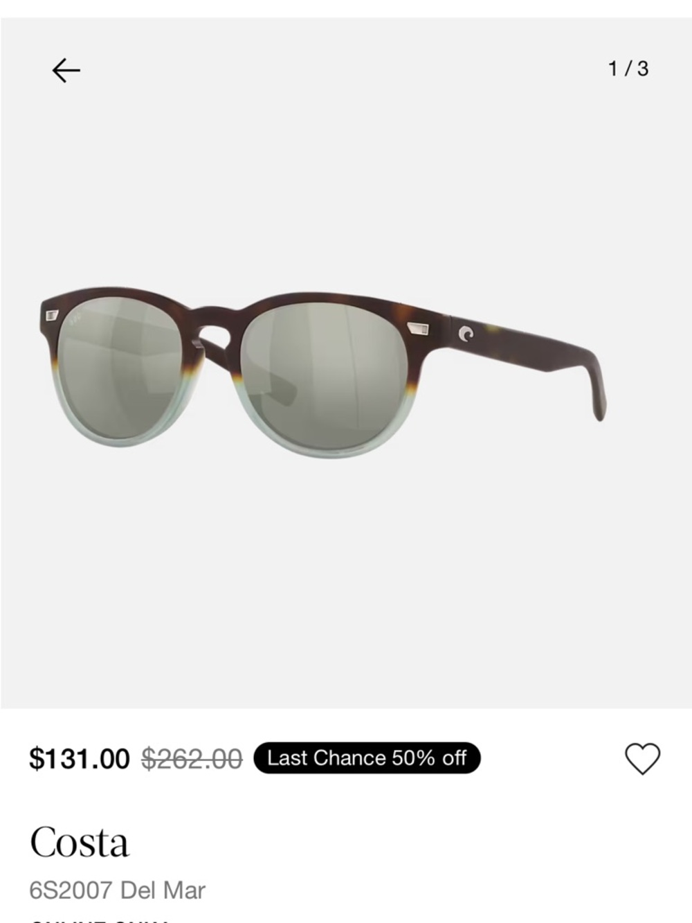 Costa Round Two-Tone Sunglasses in Tortoise and Mint